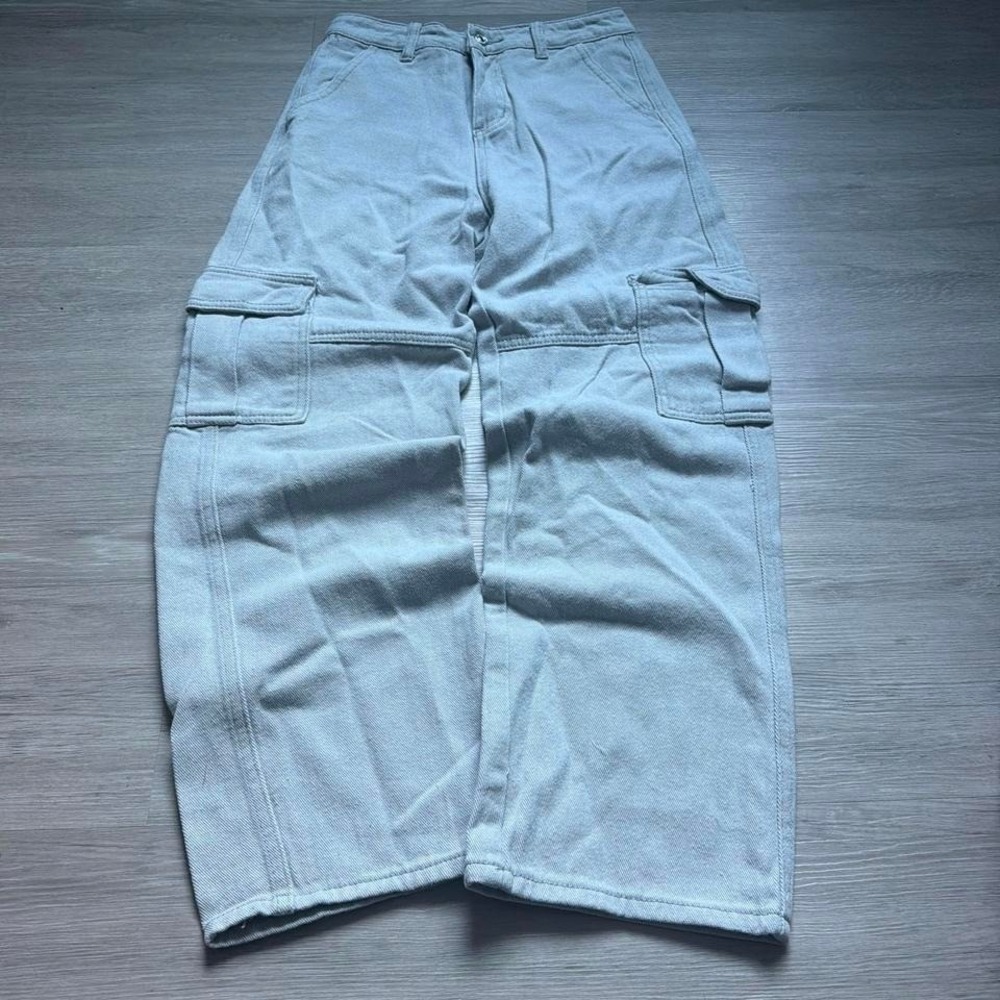 26x30 Beige Baggy Wide Leg Skater Jeans Y2K Grunge Vintage 2000s